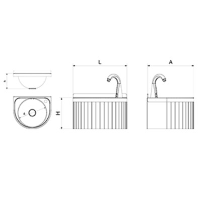 Lavamanos redondo inox de pared dos aguas 06-061404