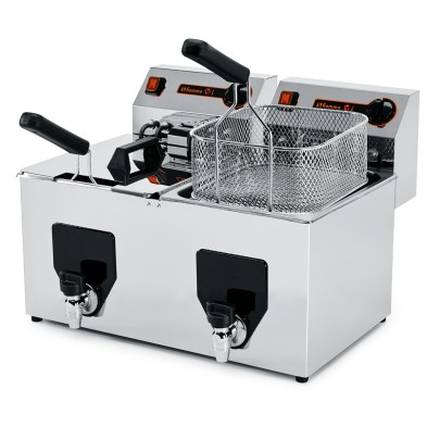 Freidora Doble mas potencia con grifo 8+8 Litros - 5.1 Kw.