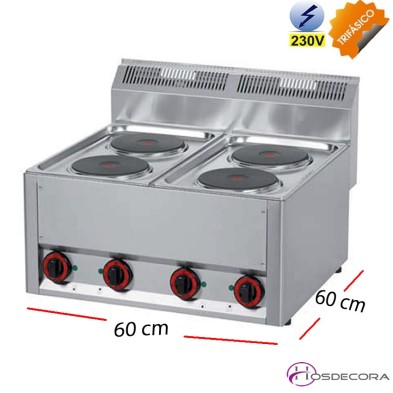 Cocina eléctrica 2 fuegos 3 Kw fondo 60 cm.