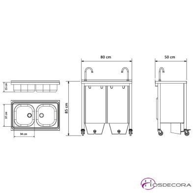 Lavamanos Portátil Doble con Pedal 20 L 061474