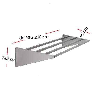Estanteria de pared inox de 100 x 40 cm F0100211