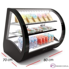 Vitrina exposición 4 caras cristal apertura trasera a 90º