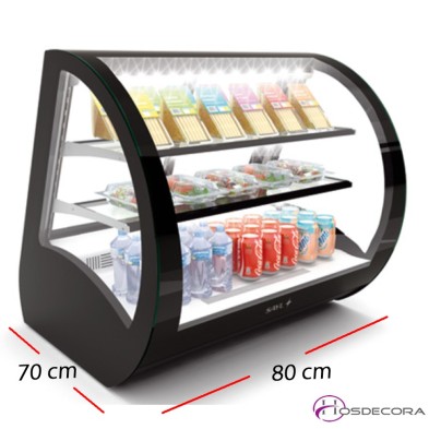 Vitrina exposición 4 caras cristal apertura trasera a 90º