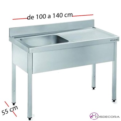 Fregadero inoxidable 120 x 55 cm- 1 Cubeta