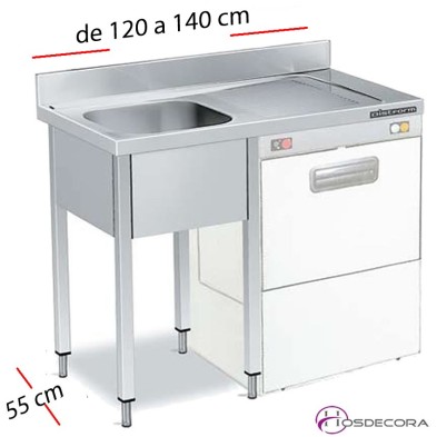Fregadero inox  100 x 50 cm sin estante - 1 Cubeta esc Dcha