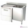 Fregadero inox  80 x 50 cm Con estante - 1 Cubeta esc Izda