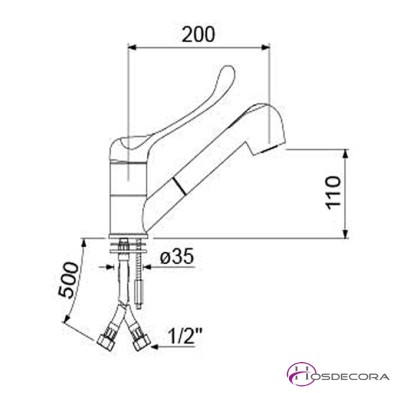 Grifo extensible con mando gerontologico corto 34-548039
