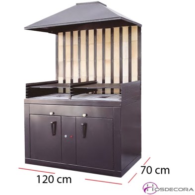 Barbacoa de leña de doble cuerpo 75-B-2P