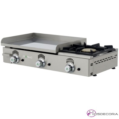 Plancha CROMO DURO con fogón a gas 14.2kW placa 15mm