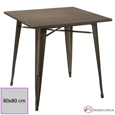 Mesa de Bar en Hierro y Madera 80x80 cm- Lagon