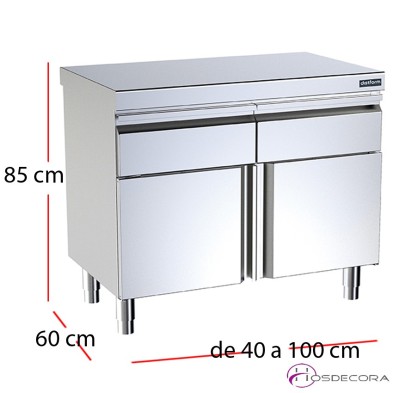 Mueble central cajones puertas batientes fondo 60