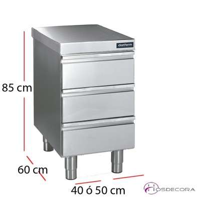 Mesa central con 3 cajones fondo 60 cm.