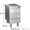 Mesa central con 3 cajones fondo 60 cm.