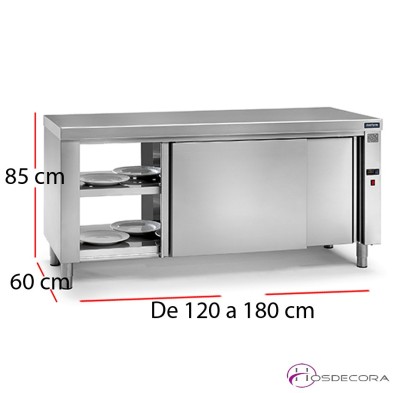 Mesa caliente encimera central pasante fondo 60