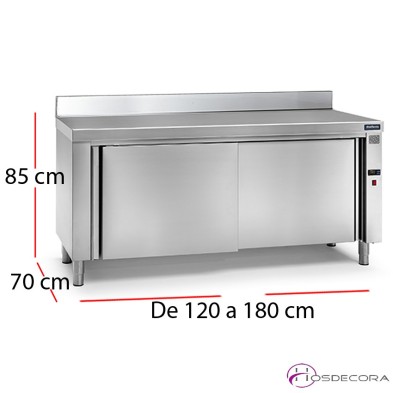 Mesa caliente mural inox fondo 70