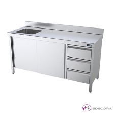 Mesa de trabajo con cubeta fondo 60