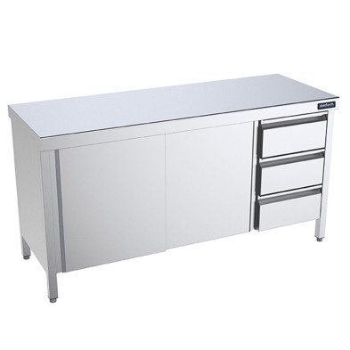 Mesa central con puertas y cajones fondo 60