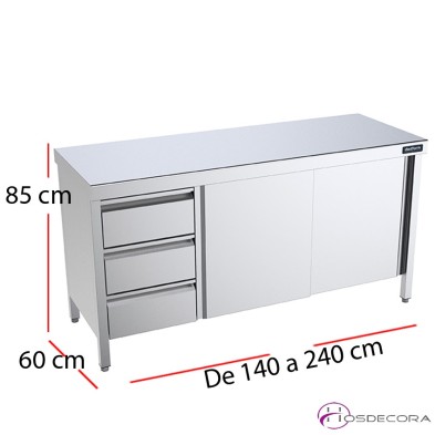 Mesa central con puertas y cajones fondo 60