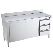 Mesa trabajo mural con cajones y puertas fondo 60