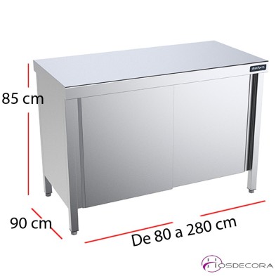 Mesa central con puertas fondo 90 - Largo de 80 a 280 cm
