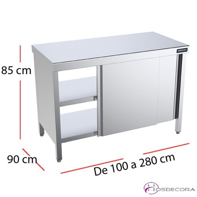 Mesa central pasante con puertas f90 - Largo de 100 a 280 cm