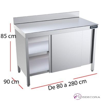 Mesa mural con puertas fondo 90 - Largo de 80 a 280 cm