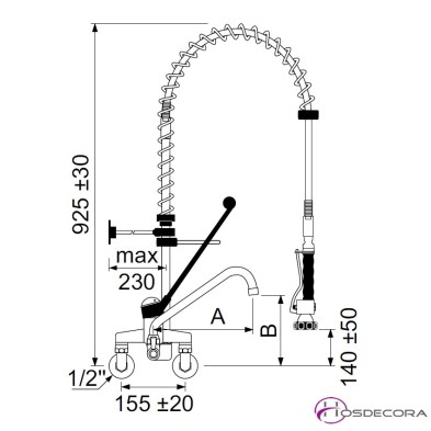 Grifo de ducha mural caño y monomando 34-549885