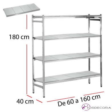Estanteria de pie bandejas inox lisas fondo 40