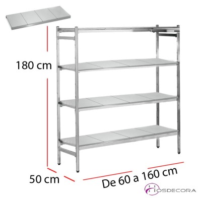 Estanteria acero inoxidable bandejas lisas fondo 50