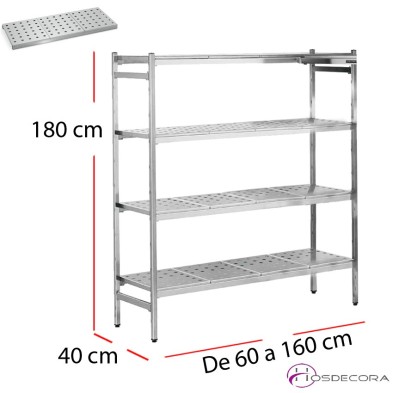 Estanteria bandejas inox perforadas fondo 40