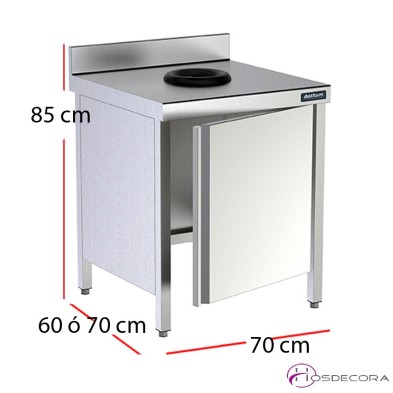 Mesa mural con puerta y orificio de desbarace