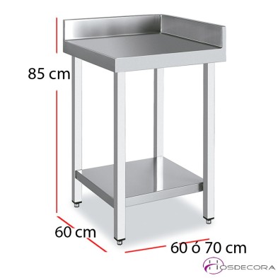 Mesa angular acero inoxidable con estante fondo 60