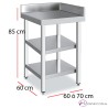 Mesa angular 2 estantes fondo 60 acero inoxidable