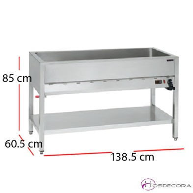 Mesa acero inoxidable baño maría 4 cubetas GN 1/1