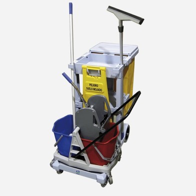 Carrito de limpieza multifunción gris