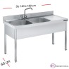 Fregadero inox  130 x 60 cm sin estante - 1 Cubeta esc Dcha