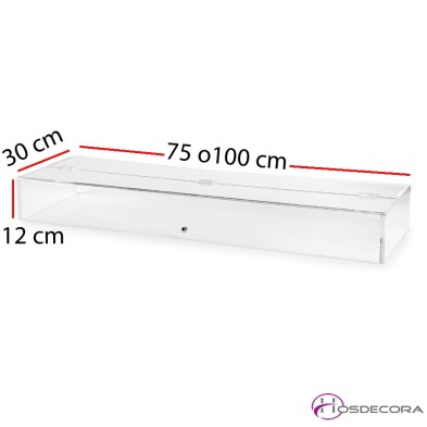 Vitrina de metacrilato neutra 75/100x30x12 cm