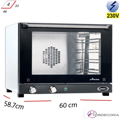 Horno eléctrico 3 kW 4 bandejas de 46x33 cm