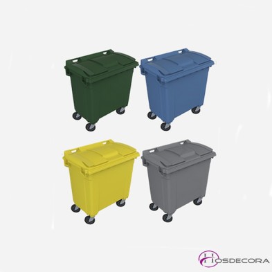Contenedor de desperdicios con tapa y ruedas