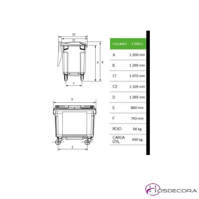 Contenedor de desperdicios con tapa y ruedas