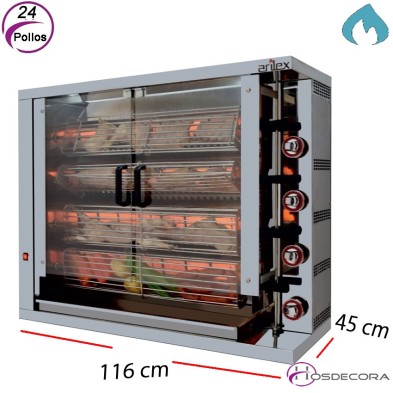 Asador de Pollos ECO- Gas 4 espadas -20 Piezas.