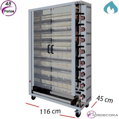 Asador de Pollos ECO- Gas 6 espadas -30 Piezas.
