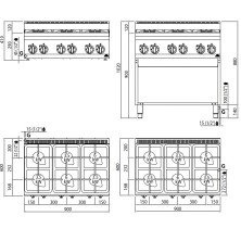 Cocina a Gas ECO sobremesa 4 Fuegos 19 Kw. industrial