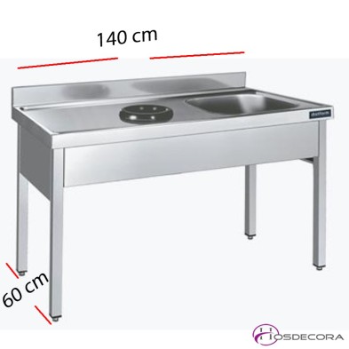 Fregadero Con aro desbarazado 140 x 60 cm.