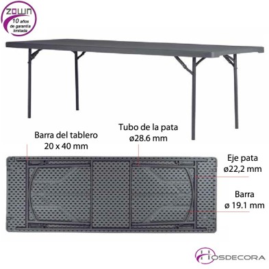 Mesa plegable capacidad 8/per. 240 x 91,4 cm - XXL240