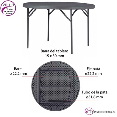 Mesa plegable redonda capacidad 8/per. 152 cm - PLANET 150