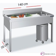 Mesa Fregadero para Verduras de 140 x 70 cm.