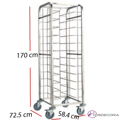 Carro bandejero inox 12 guías - 58.4 x 72.5 cm