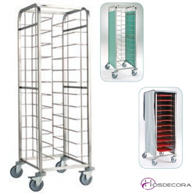 Carro bandejero inox 12 guías - 58.4 x 72.5 cm