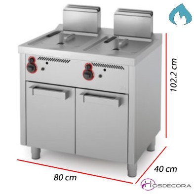 Freidora de pie con estante DOBLE 8 + 8 Litros - 13Kw.